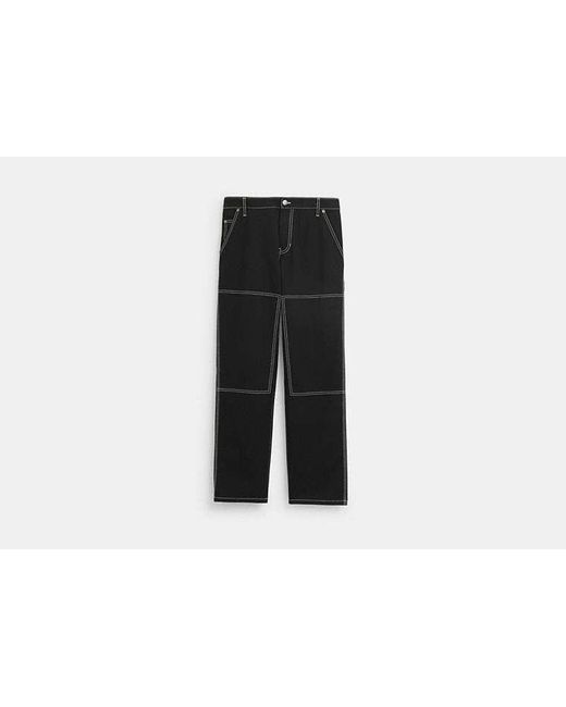 COACH Black Relaxed Straight Fit Twill Carpenter Pants for men