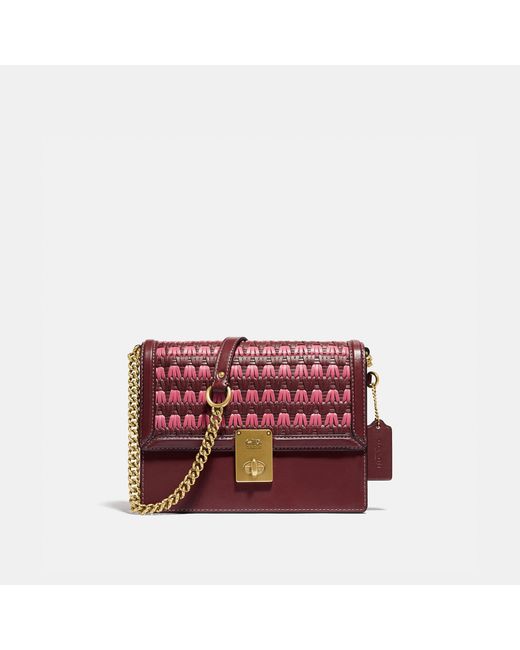 COACH Leather Hutton Shoulder Bag With Weaving in Burgundy (Red) Lyst
