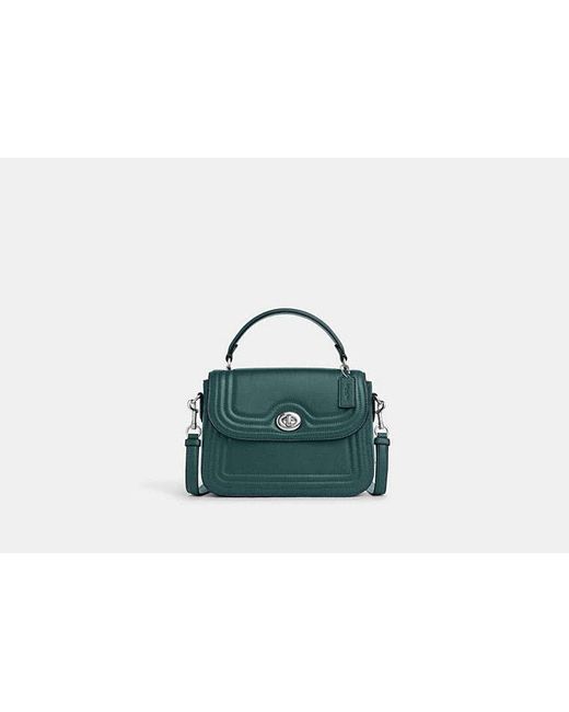 COACH Green Marlie Top Handle Satchel With Border Quilting