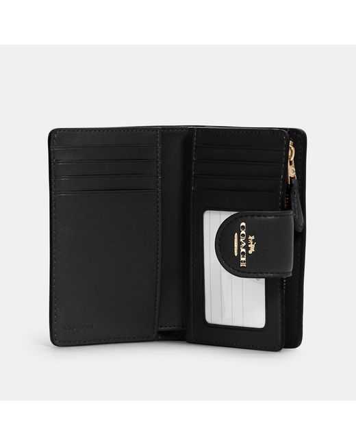 coach medium corner zip wallet black