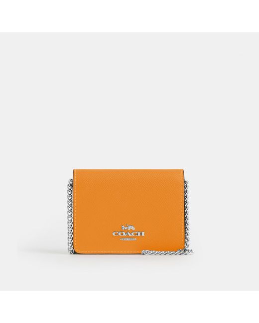 Coach Outlet Orange Mini Wallet On A Chain In Colorblock