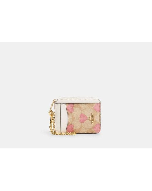 COACH Zip Card Case In Signature Canvas With Heart Print in