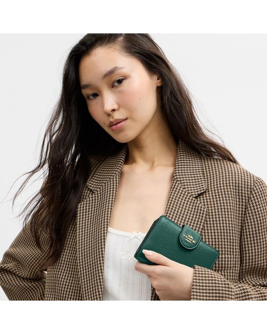 COACH Green Medium Corner Zip Wallet