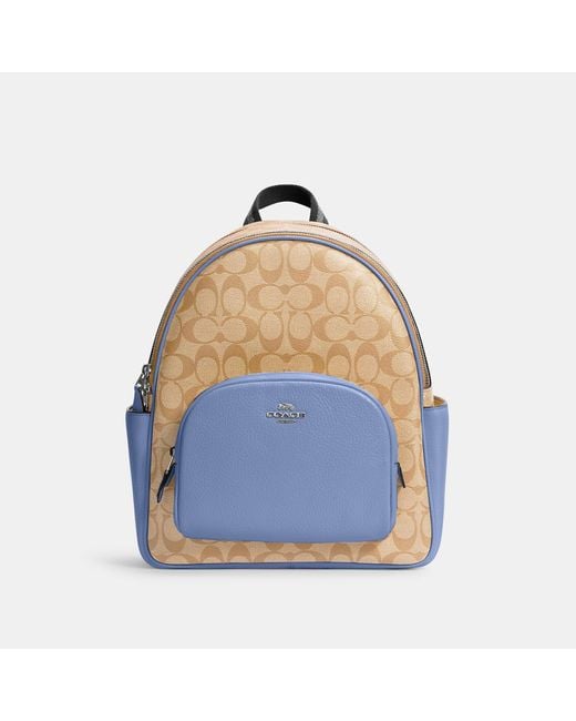 COACH Blue Court Backpack In Signature Canvas