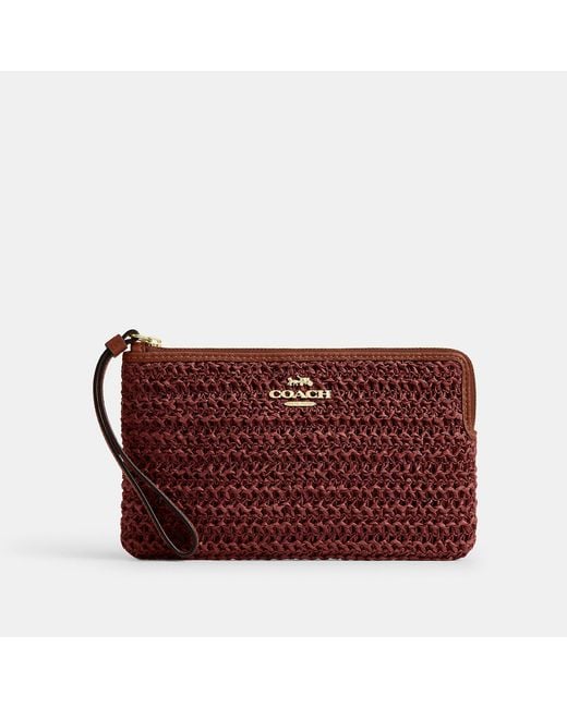 COACH Red Large Corner Zip Wristlet