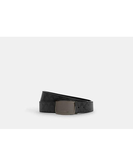 COACH Black Plaque Buckle Cut To Size Reversible Belt, 38 Mm for men