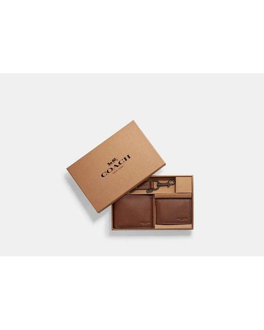 COACH Black Boxed 3 In 1 Wallet Gift Set for men