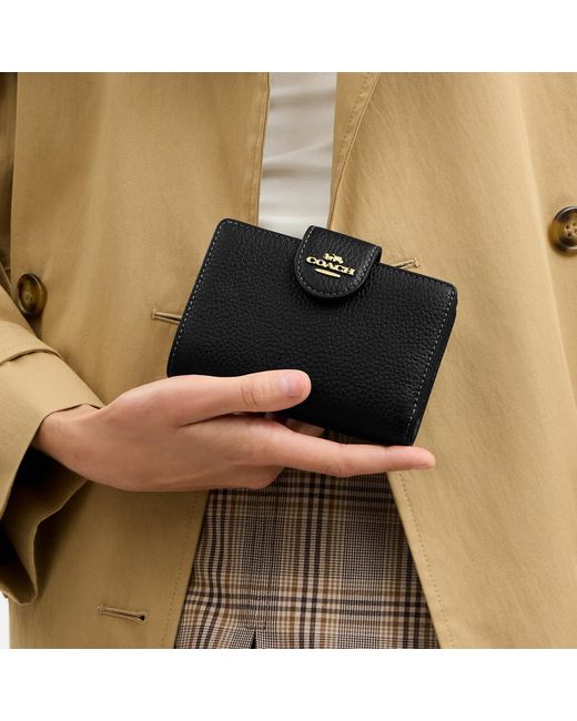 COACH Black Medium Corner Zip Wallet