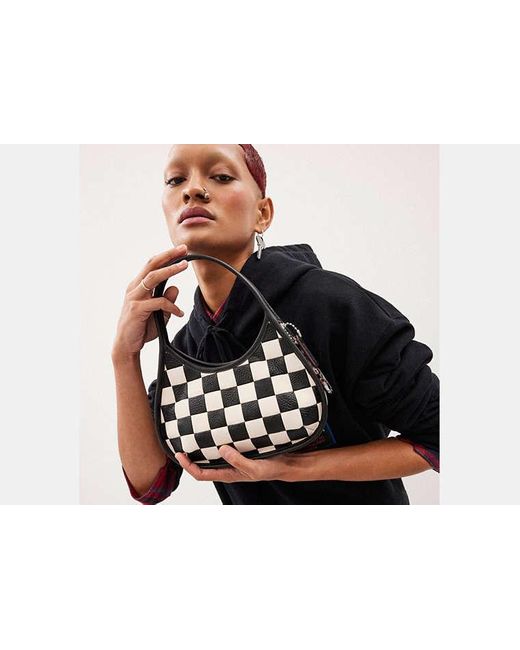 COACH Black Ergo Bag In Checkerboard Patchwork Upcrafted Leather