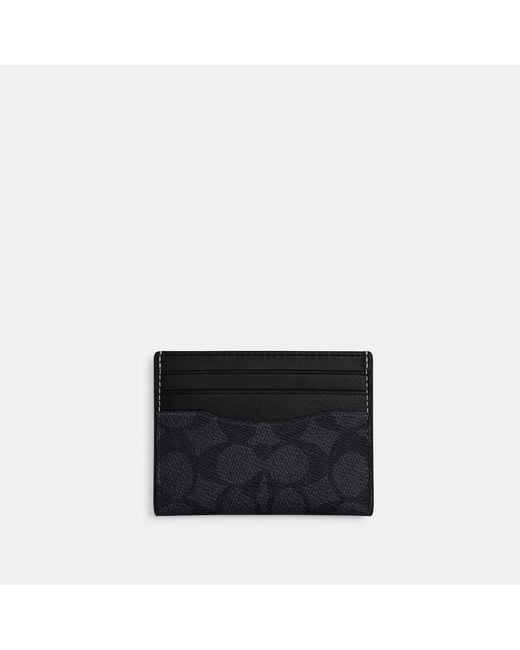 COACH Black Signature Canvas Card Holder for men