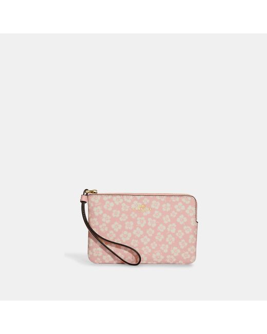 Coach Outlet Corner Zip Wristlet With Graphic Ditsy Floral Print