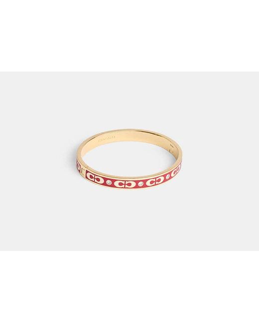 COACH Signature Enamel Hinged Bangle in Black | Lyst