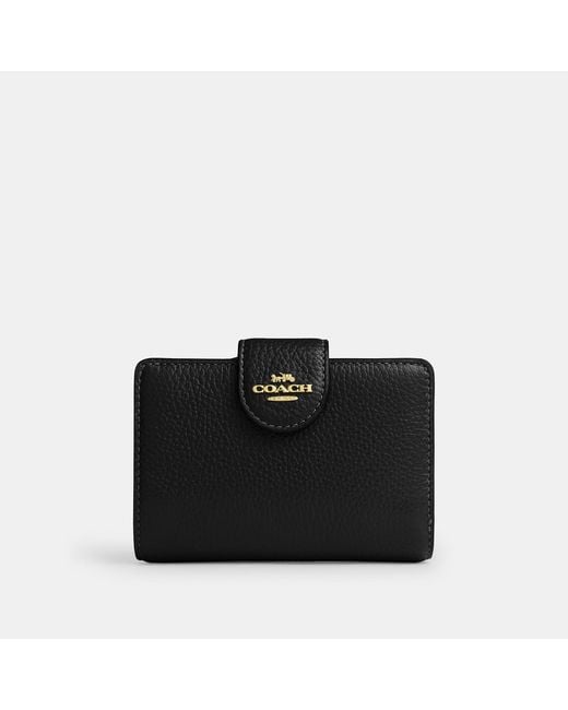 COACH Black Medium Corner Zip Wallet
