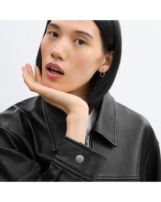 COACH Black Oversized Leather Jacket