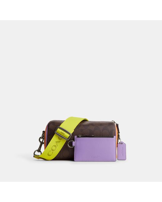 Coach Outlet Purple Axel Crossbody In Colorblock Signature Canvas for men