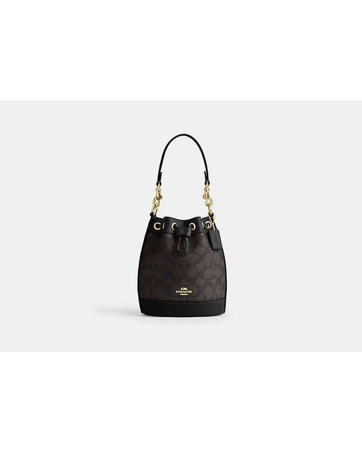 COACH Signature Canvas Mini Bucket Bag in Black Lyst