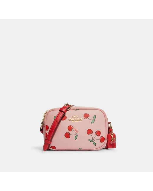 Coach Outlet Red Mini Jamie Camera Bag With Heart Cherry Print