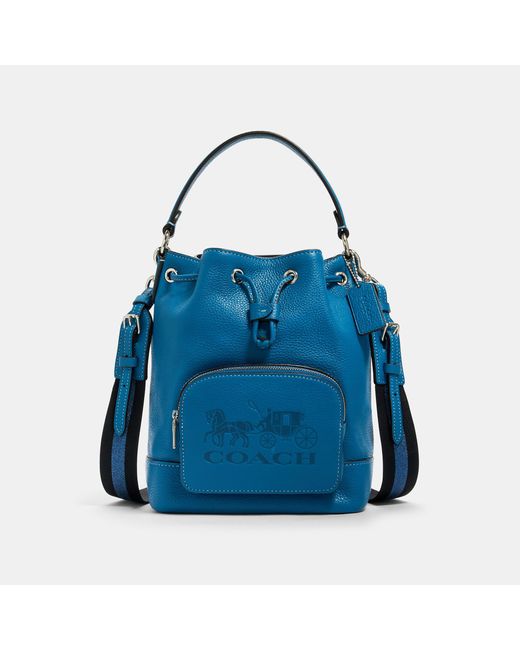 COACH Blue Jes Drawstring Bucket Bag With Horse And Carriage