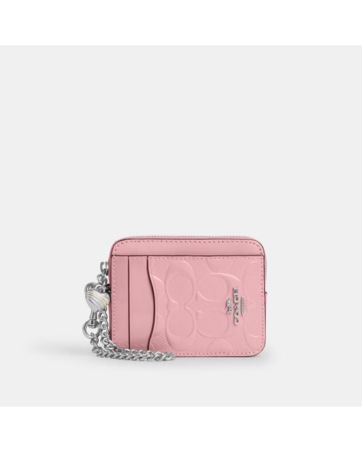 COACH Pink Zip Card Case