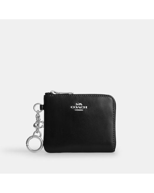 COACH Black Small Corner Zip Wallet