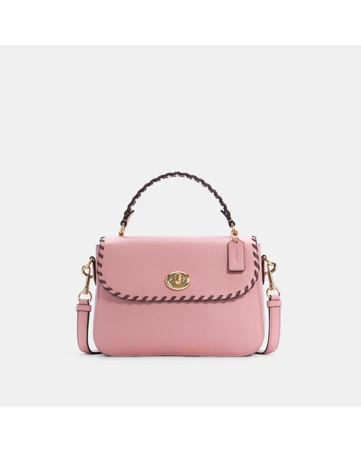 COACH Pink Marlie Top Handle Bag Satchel With Whipstitch