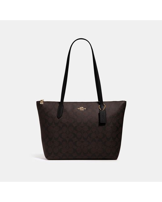 Coach Outlet Zip Top Tote In Signature Canvas in Black Lyst