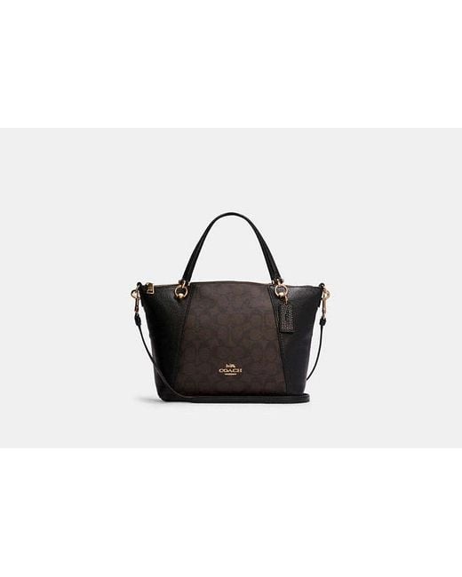 COACH Black Kacey Satchel Bag In Signature Canvas