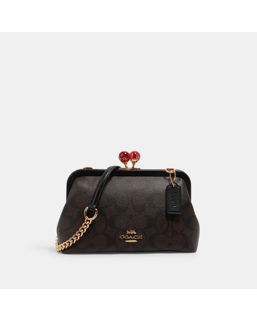 COACH Nora Kisslock Crossbody Bag In Signature Canvas in im/Brown Black