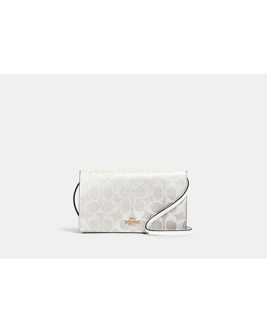 COACH Anna Foldover Clutch Crossbody Bag - White | Pvc