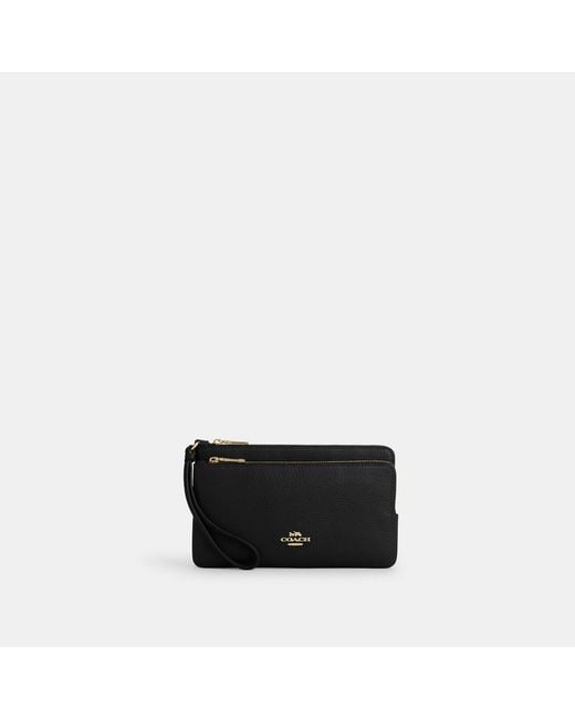 COACH Black Double Zip Wallet