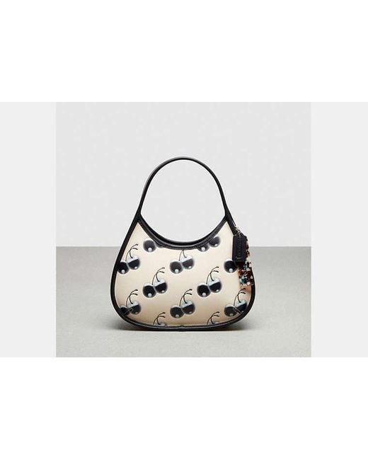COACH Black Ergo Bag In Coachtopia Leather With Cherry Print