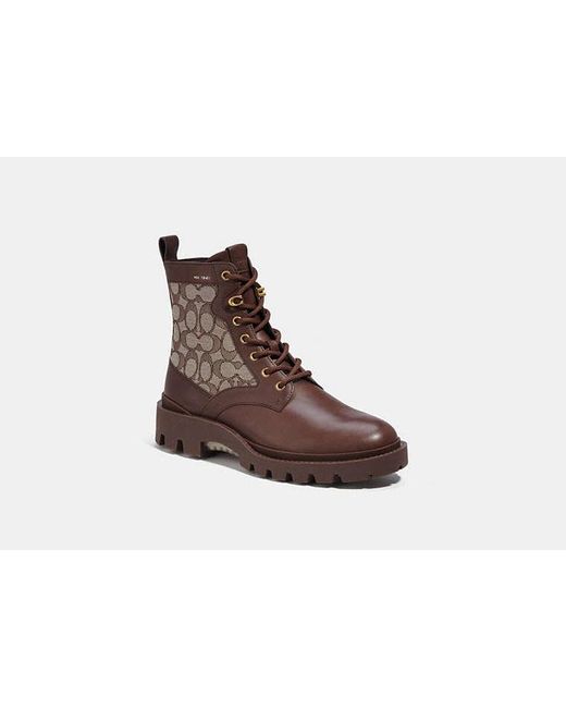 COACH Brown Citysole Lace Up Boot In Signature Jacquard for men