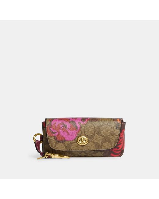 Coach Outlet Sunglass Case In Signature Canvas With Jumbo Floral Print