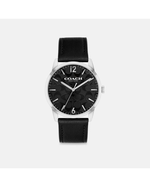 COACH Black Keane Watch, 39Mm for men