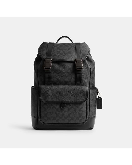 COACH Black League Flap Backpack for men