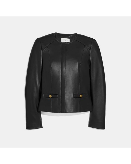 COACH Black Tailored Leather Jacket