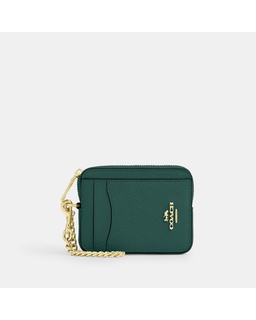 COACH Green Zip Card Case