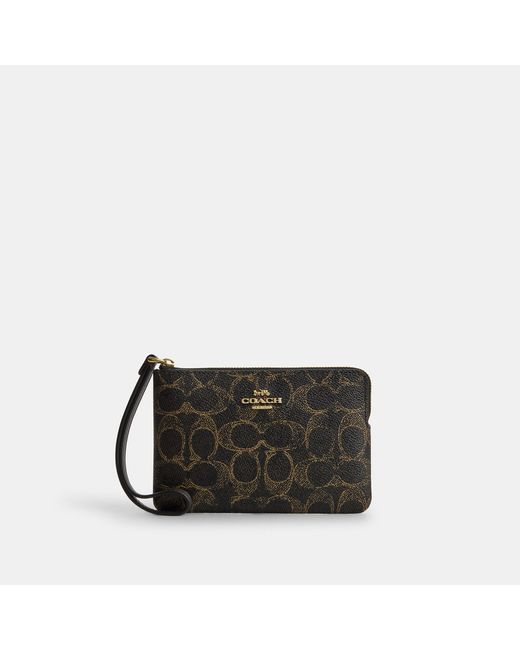 COACH Black Corner Zip Wristlet