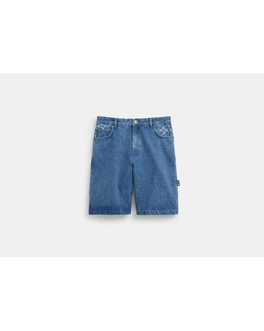 COACH Blue Signature Denim Shorts for men
