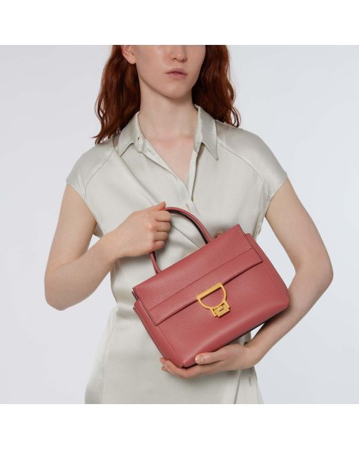 Coccinelle Red Grained Leather Handbag Arlettis Medium
