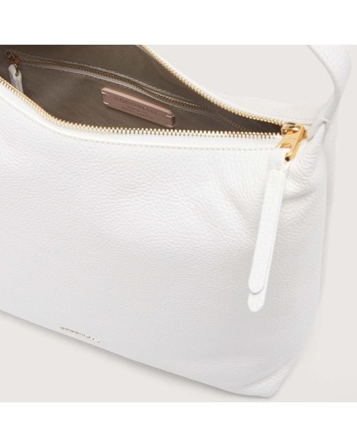Coccinelle White Grained Leather Shoulder Bag Gleen Medium