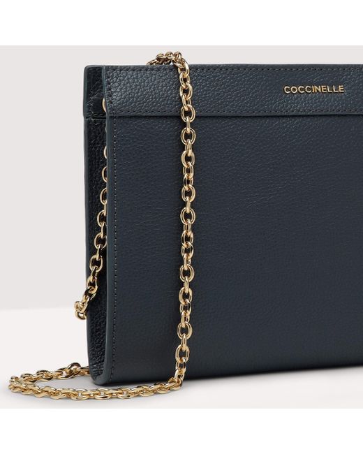 Coccinelle Blue Grained Leather Clutch Bag Newdavy Small