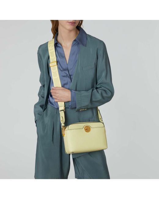 Coccinelle Yellow Grained Leather Crossbody Bag Liya Signature Medium