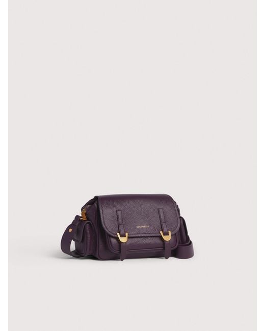 Coccinelle Purple Grained Leather Crossbody Bag Campus Small