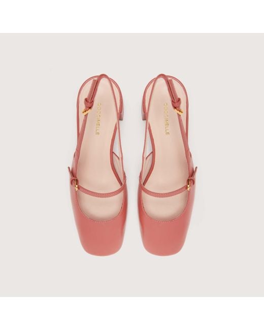 Coccinelle Pink Smooth Leather Slingbacks With Heel Magalù Smooth