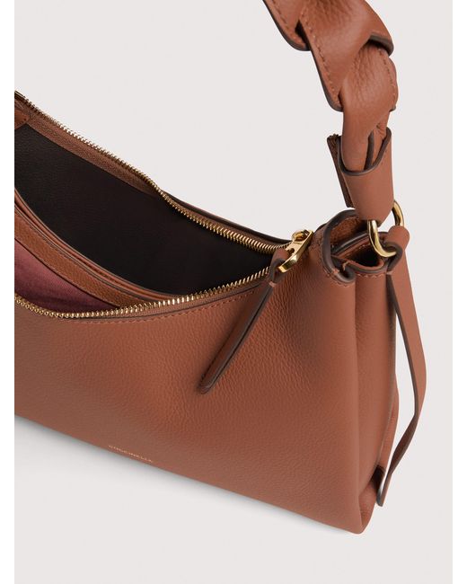 Coccinelle Brown Schultertasche Aus Doubleface-Leder Boheme Small