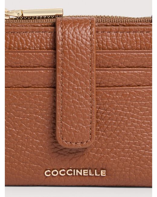 Coccinelle White Small Grained Leather Wallet Metallic Medium