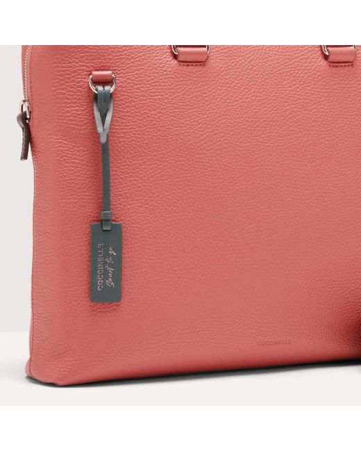 Coccinelle Pink Grained Leather Handbag Smart To Go