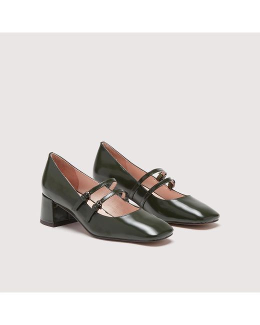 Coccinelle Green Brushed Leather Mary Jane Pumps Magalu Shiny