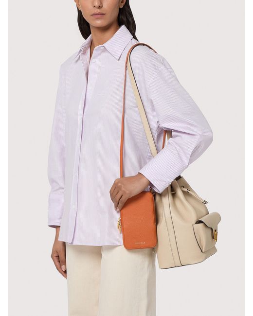 Coccinelle Natural Grained Leather Bucket Bag Beat Generation Medium